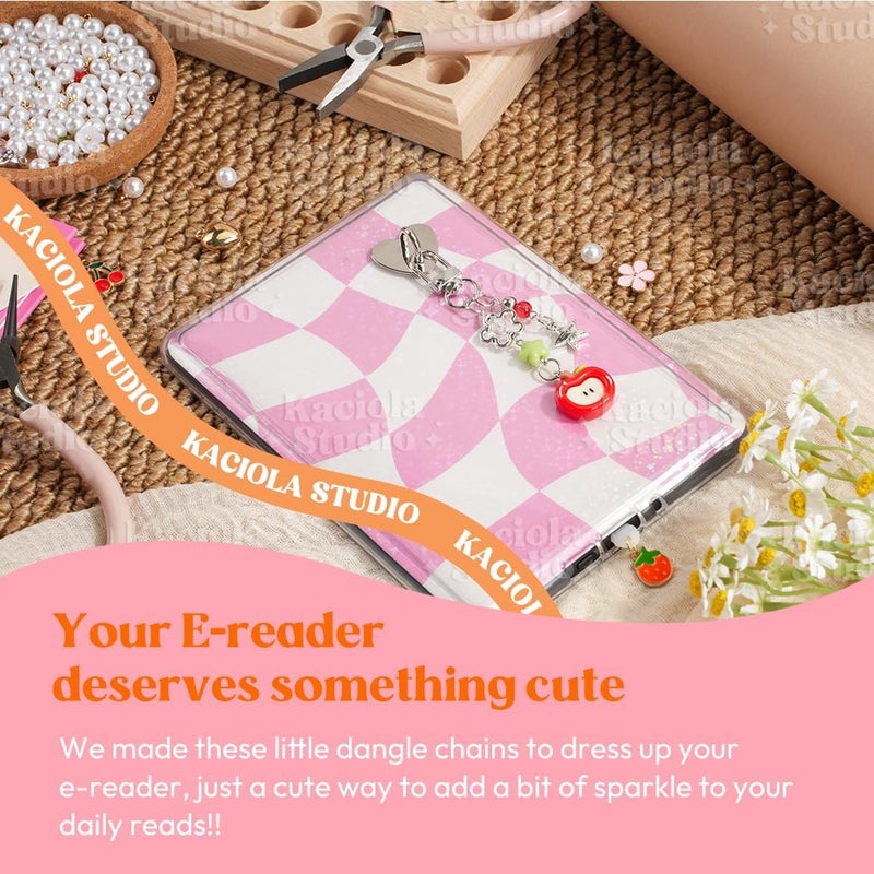 Kaciola Charm Chains for Kindle, Cute E-reader Phone Charm Bracelets Accessories Gift for Reader Booklovers Women Men, Charms Compatible for Kindle/E-Reader/Phone (B01-B07) - Image 2